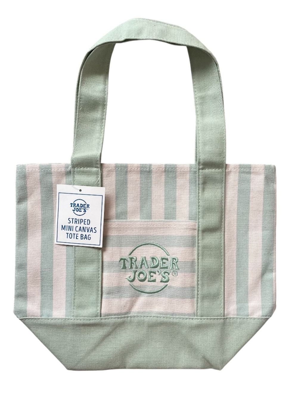 Trader Joe's Mini Pastel Striped Canvas Tote Bag